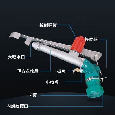 2 KG Landbouwsprinkler irrigatiesysteem Automatisch draaiend langeafstandsmetalen hoge druk irrigatiesprinkler regenguns