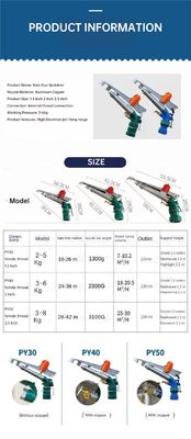 Professionele irrigatie van landbouwgrond Duurzame metalen regenpistool sprinkler voor water